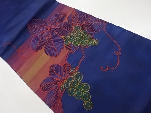 横段に葡萄蔓草模様織出し名古屋帯